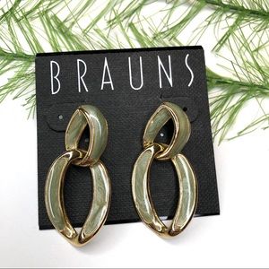🍭 NWT! Brauns gold and green dangle earrings